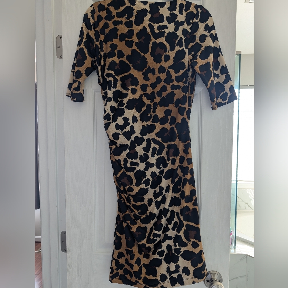 INC International Concepts Leopard-Print Midi Dress in Black and Brown